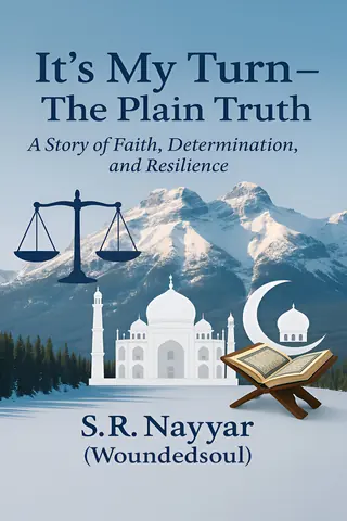 It’s My Turn by S. R. Nayyar — scales of justice and mountains